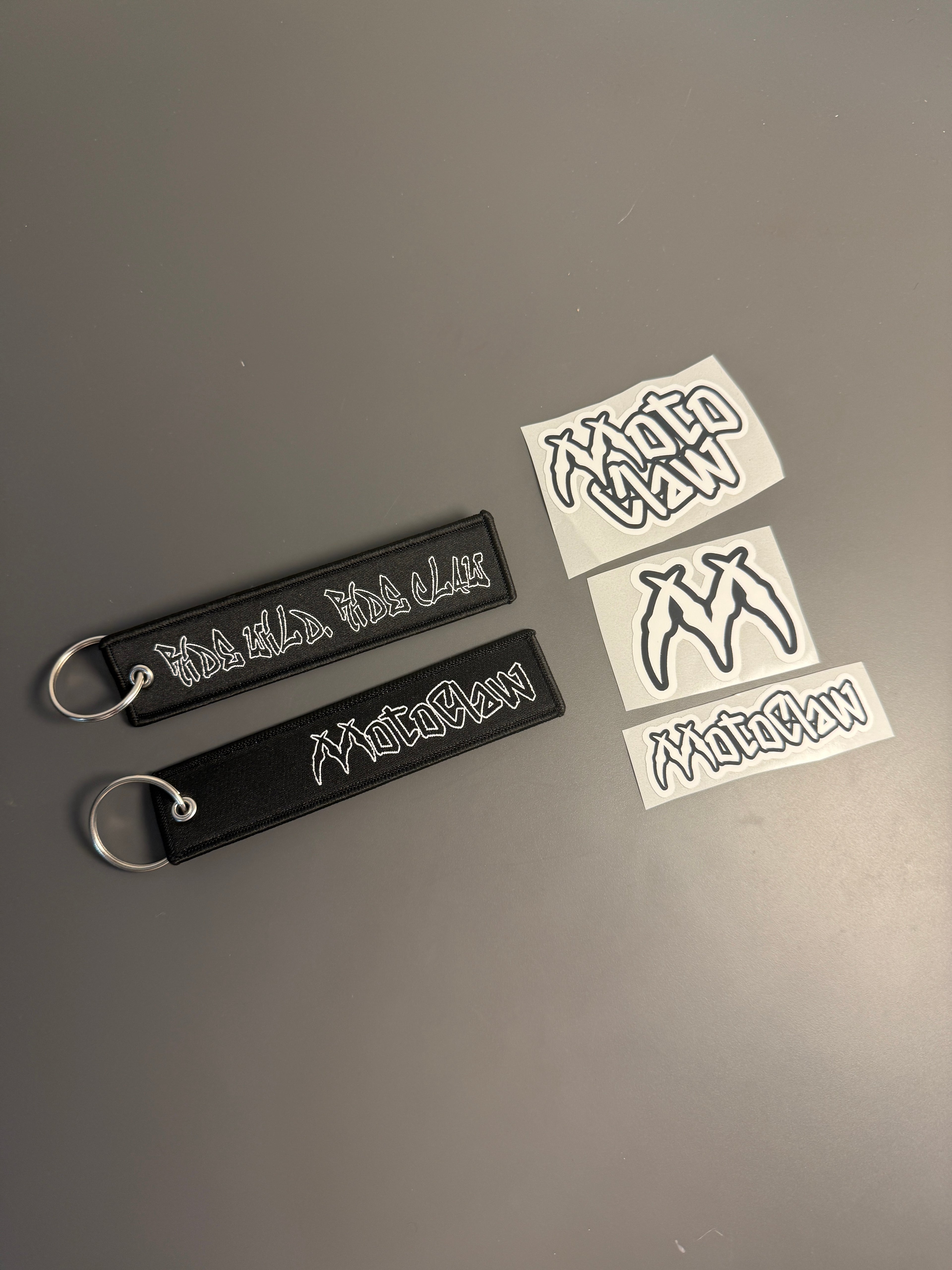 Motoclaw Keychain and Sticker pack